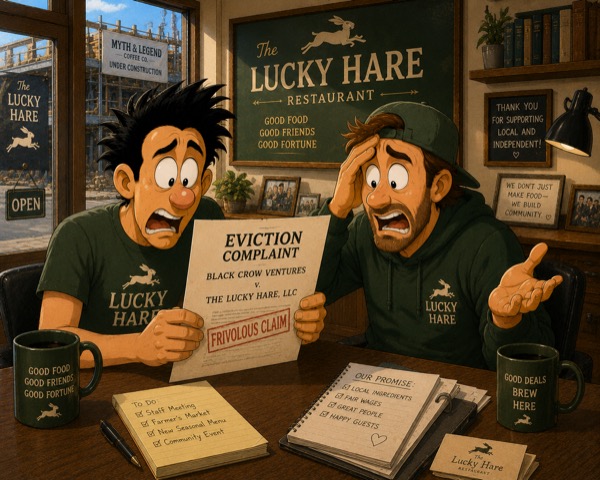 Even though Lucky Hare & Night Train Pizza did nothing wrong, Black Crow Ventures tried to evict them.