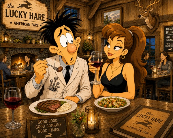 Randy and Lana have eaten at Lucky Hare & Night Train Pizza many times.